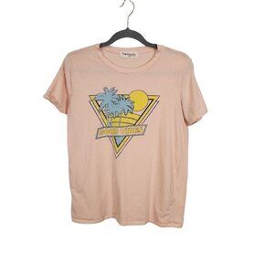 Impressions 'Good Vibes' Short Sleeve‎ Graphic Tee in Peach - Size Medium